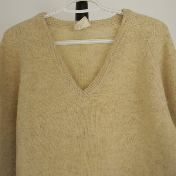 Sz 42 (M/L)- VTG St. Michael Shetland Wool Elbow Patch V-Neck Knit Sweater - Picture 2 of 11